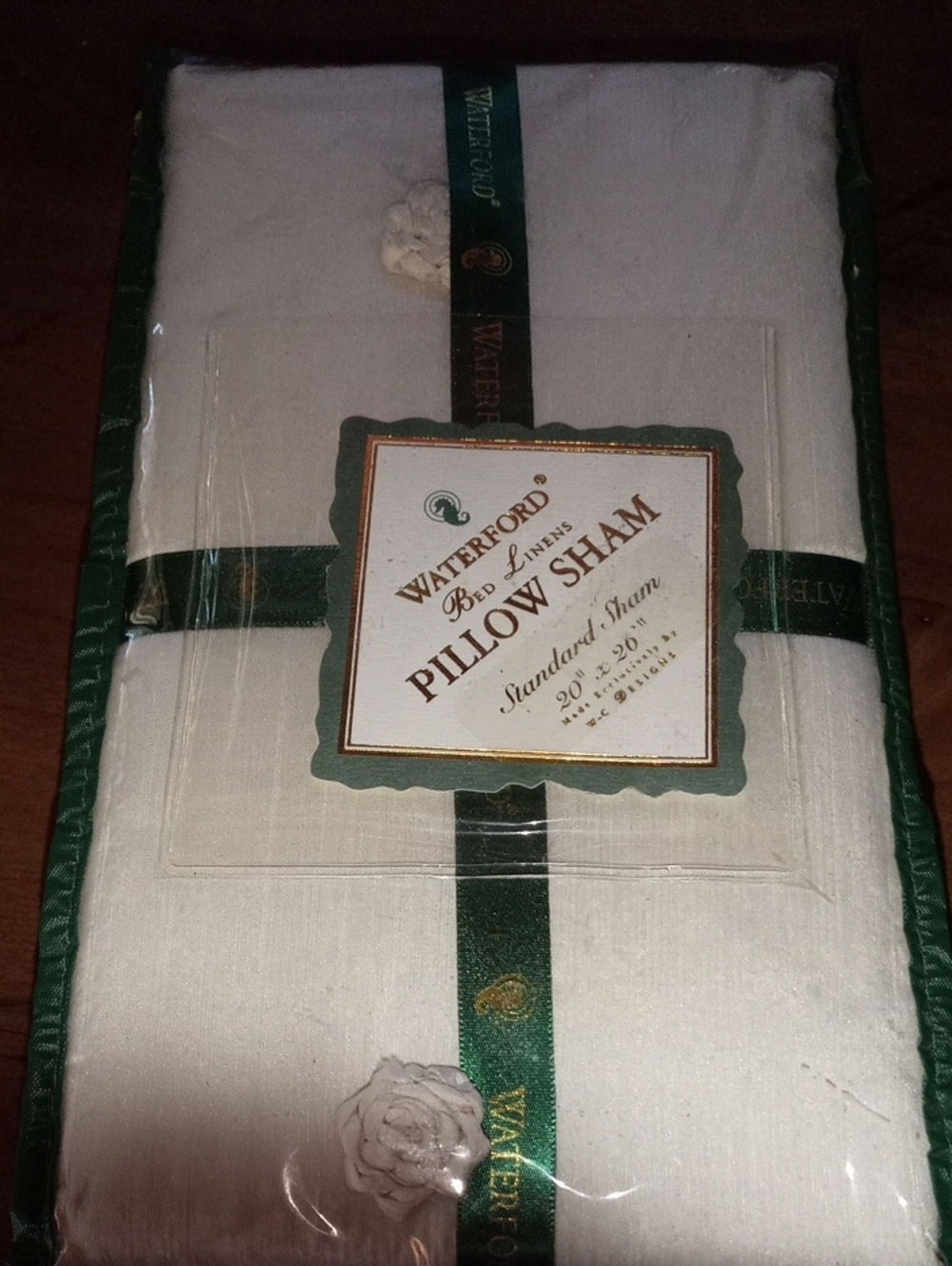 Waterford Cream Pillow Sham with Embroidered Rosette